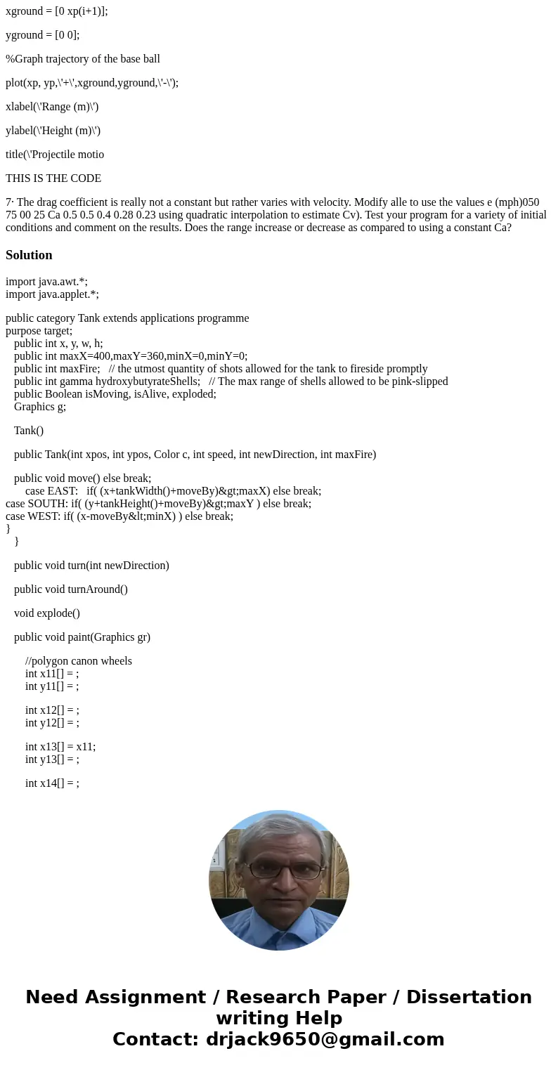%balle - program to compute the trajectory of a projectile in the pre %presence of air resistance.The drag force is given by: % F_drag = 0.5*Cd*density of mediu %balle - program to compute the trajectory of a projectile in the pre %presence of air resistance.The drag force is given by: % F_drag = 0.5*Cd*density of mediu