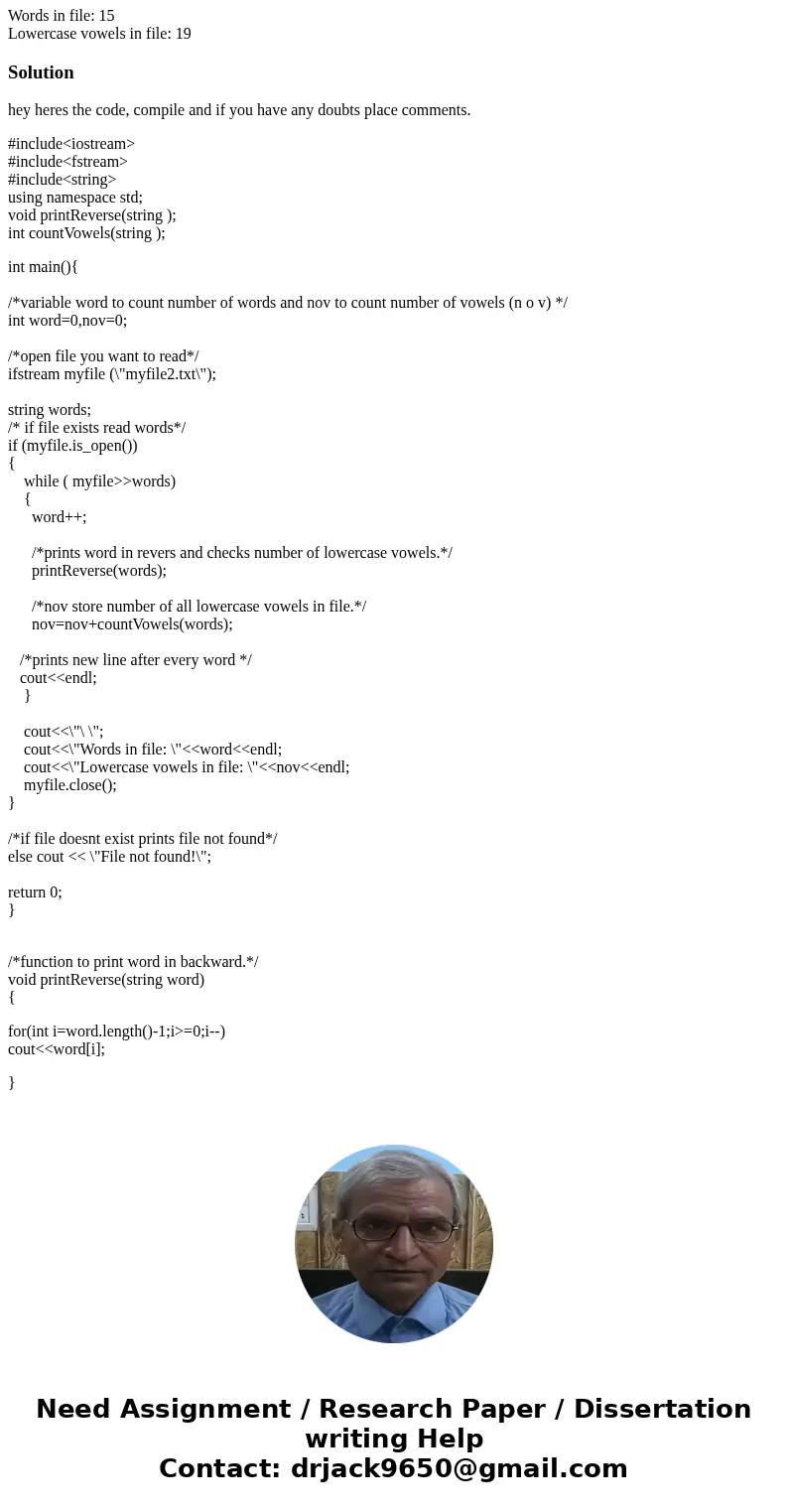 C++ Program using Strings and Functions. (DO NOT USE ARRAYS) Design a C++ program with functions (as described below) that will read a text file (via Linux redi C++ Program using Strings and Functions. (DO NOT USE ARRAYS) Design a C++ program with functions (as described below) that will read a text file (via Linux redi