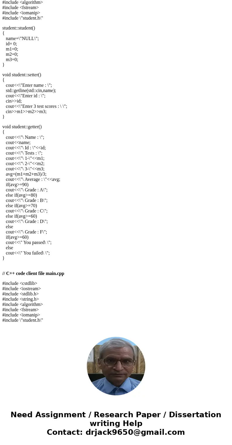 C++ These are the codes: #include <iostream> #include<string> #include<stdio.h> using namespace std; class student { string name; int id; shor C++ These are the codes: #include <iostream> #include<string> #include<stdio.h> using namespace std; class student { string name; int id; shor