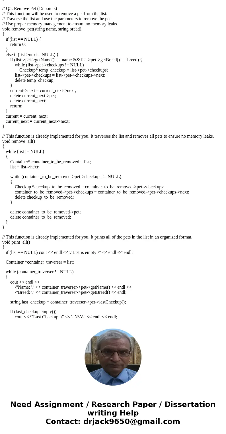 Can you help me fix my search,add, ad=nd remove pet methods for this c++ code? Please follow this link to more information: https://www.chegg.com/homework-help/ Can you help me fix my search,add, ad=nd remove pet methods for this c++ code? Please follow this link to more information: https://www.chegg.com/homework-help/