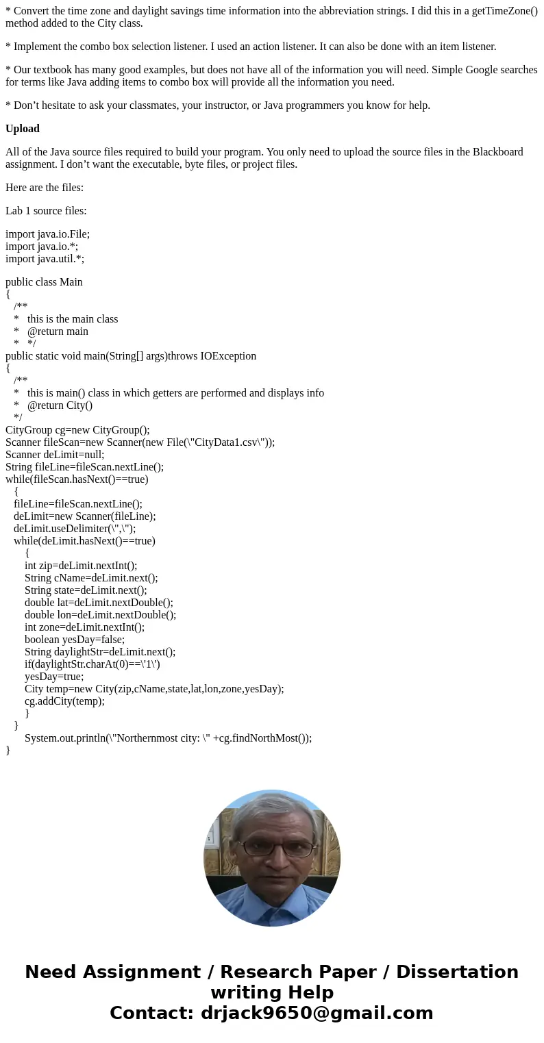 City GUI Write a Java GUI program which reads data about US cities. The data file is different, but is in the same format as in Lab #01. The GUI provides a comb City GUI Write a Java GUI program which reads data about US cities. The data file is different, but is in the same format as in Lab #01. The GUI provides a comb