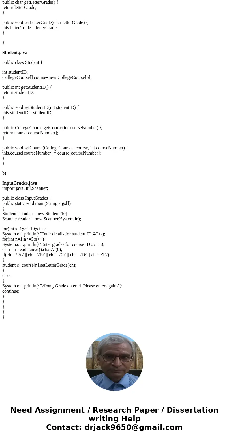 Create a CollegeCourse class. The class contains fields for the course ID (for example, \  Create a CollegeCourse class. The class contains fields for the course ID (for example, \
