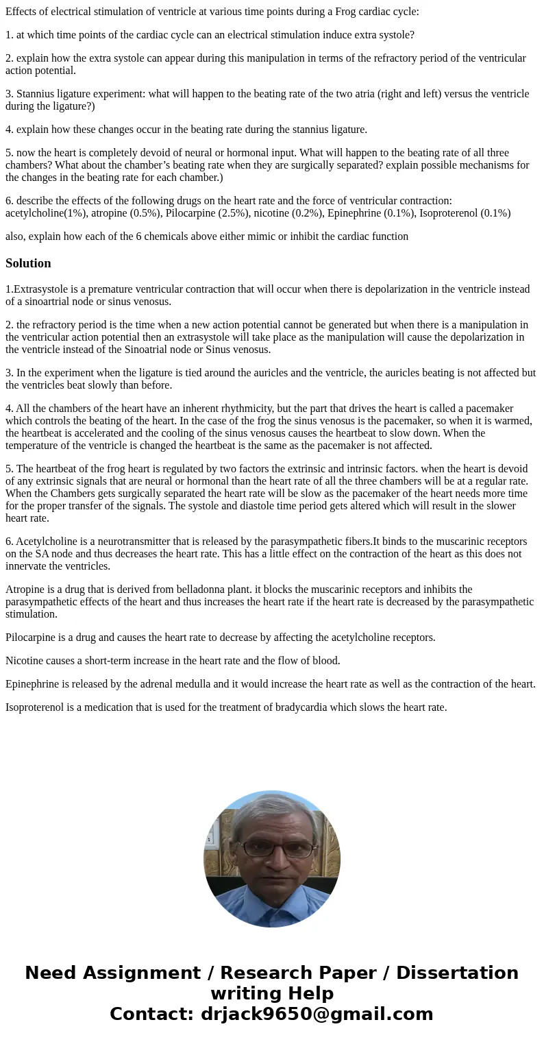 Effects of electrical stimulation of ventricle at various time points during a Frog cardiac cycle: 1. at which time points of the cardiac cycle can an electrica Effects of electrical stimulation of ventricle at various time points during a Frog cardiac cycle: 1. at which time points of the cardiac cycle can an electrica
