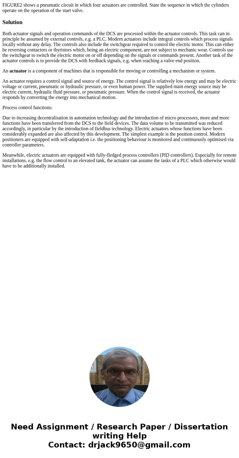 FIGURE2 shows a pneumatic circuit in which four actuators are controlled. State the sequence in which the cylinders operate on the operation of the start valve  FIGURE2 shows a pneumatic circuit in which four actuators are controlled. State the sequence in which the cylinders operate on the operation of the start valve