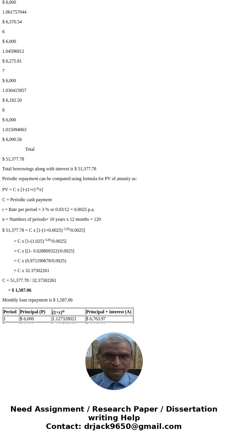 If you started today and borrowed S6,000 every 6 MONTH until the end of 4 YEARS (8 borrow periods in total) in a student loan which carrys a nominal annual 3%   If you started today and borrowed S6,000 every 6 MONTH until the end of 4 YEARS (8 borrow periods in total) in a student loan which carrys a nominal annual 3%