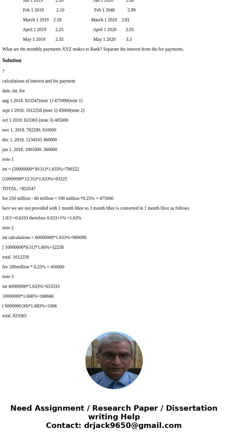 III Company XYZ establishes a $250 million (revolving) credit line with Bank: term: six months payment frequency: monthly start date: July 1 2018 interest rate: III Company XYZ establishes a $250 million (revolving) credit line with Bank: term: six months payment frequency: monthly start date: July 1 2018 interest rate: