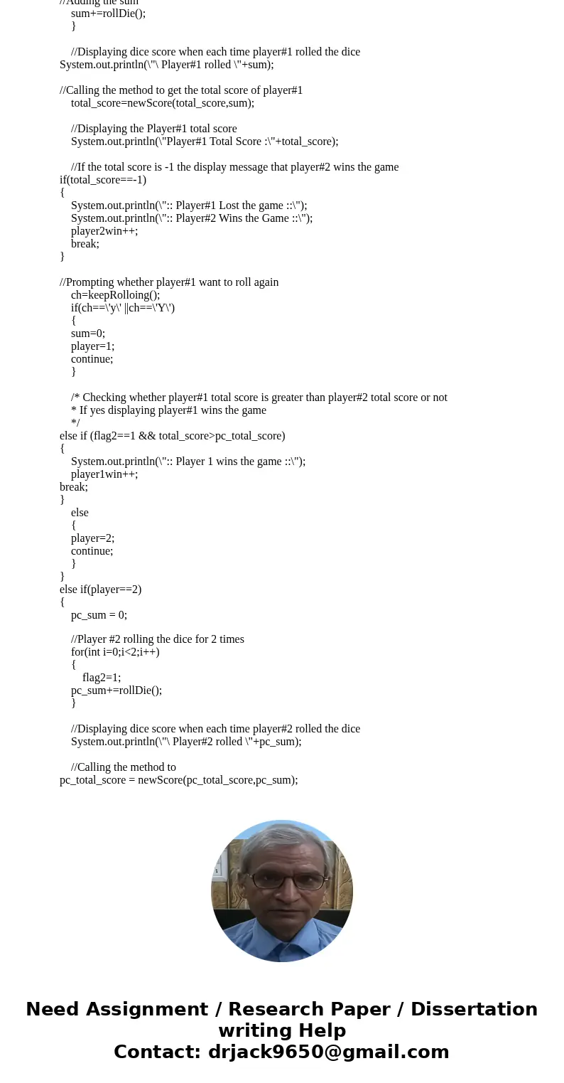 java please add comments to make the code clearer. Write a simple press-your-luck dice game. The game works as follows: Player 1 starts with a score of zero and java please add comments to make the code clearer. Write a simple press-your-luck dice game. The game works as follows: Player 1 starts with a score of zero and