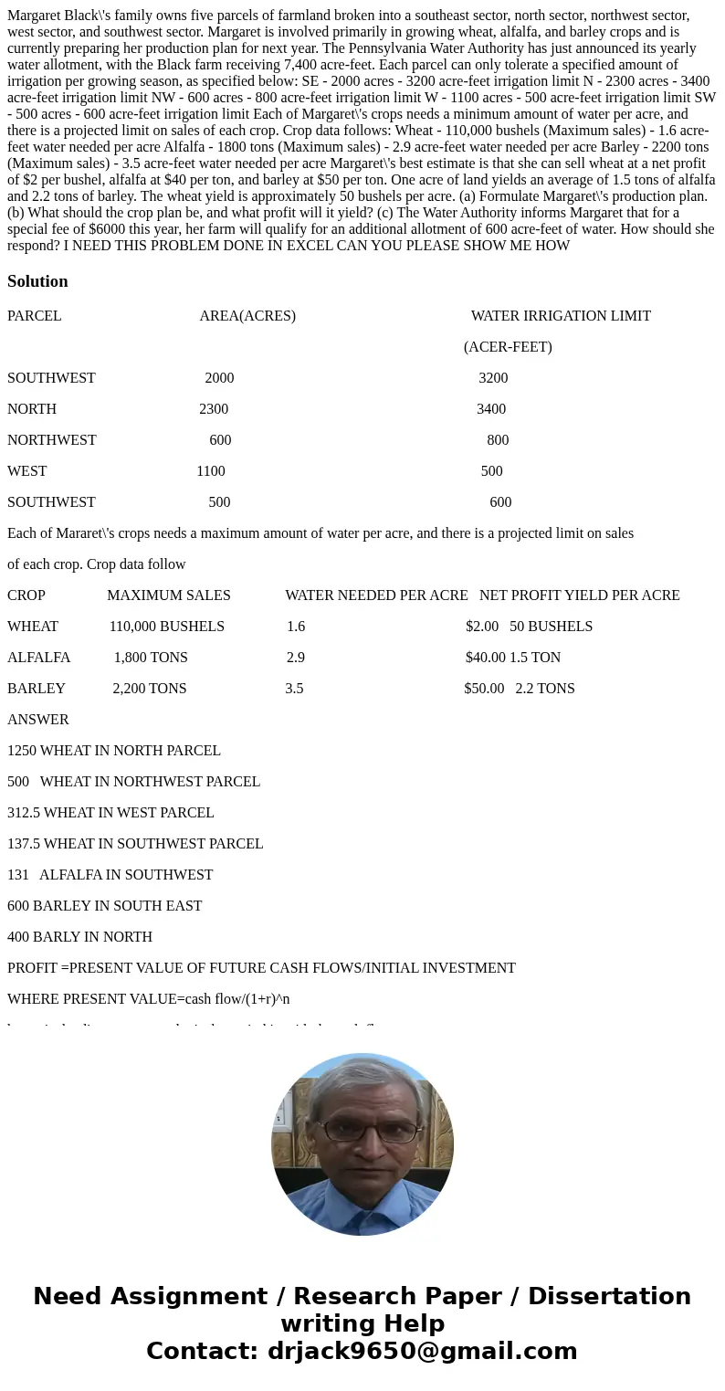 Margaret Black\'s family owns five parcels of farmland broken into a southeast sector, north sector, northwest sector, west sector, and southwest sector. Margar Margaret Black\'s family owns five parcels of farmland broken into a southeast sector, north sector, northwest sector, west sector, and southwest sector. Margar