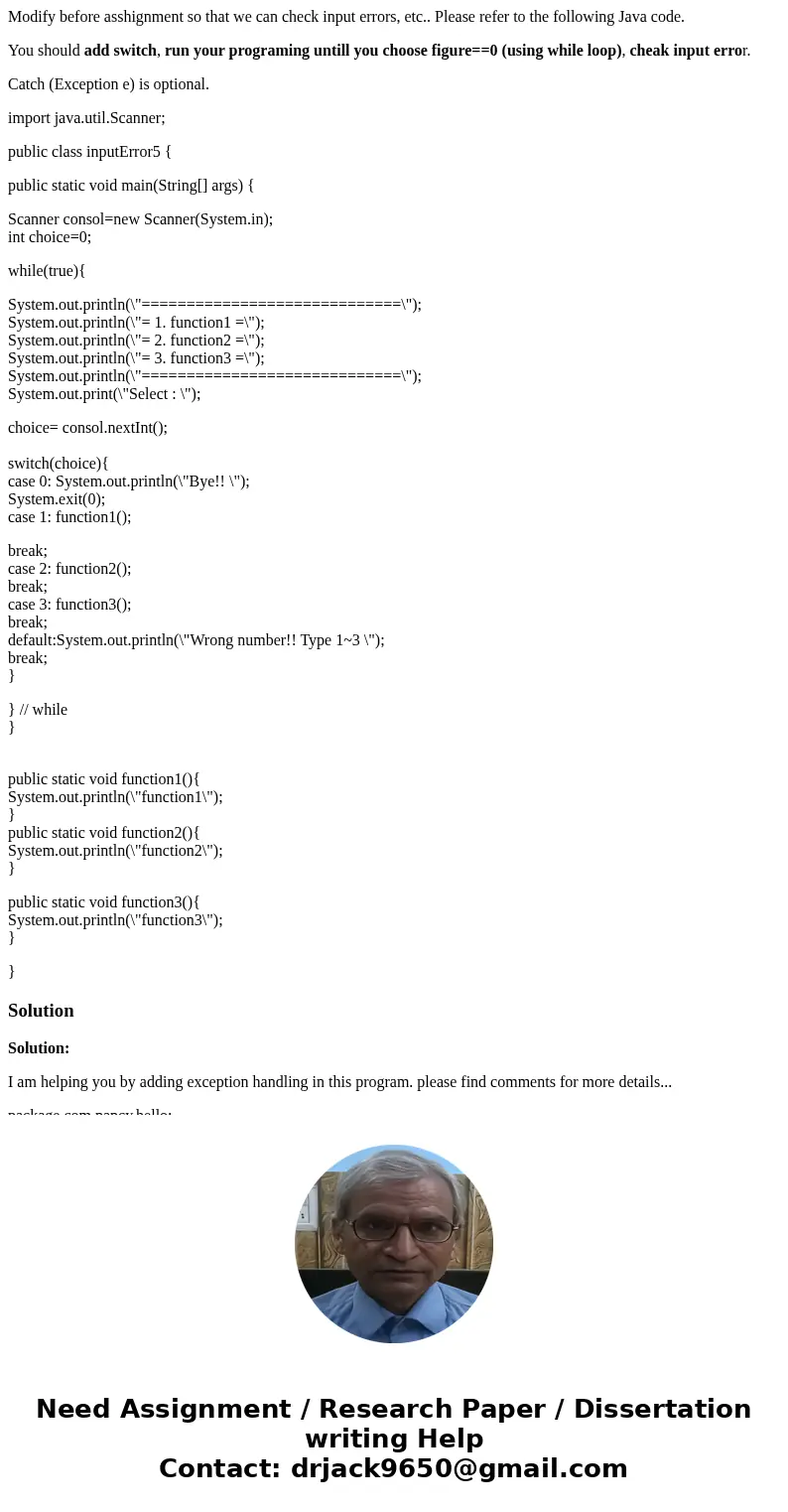 Modify before asshignment so that we can check input errors, etc.. Please refer to the following Java code. You should add switch, run your programing untill yo Modify before asshignment so that we can check input errors, etc.. Please refer to the following Java code. You should add switch, run your programing untill yo