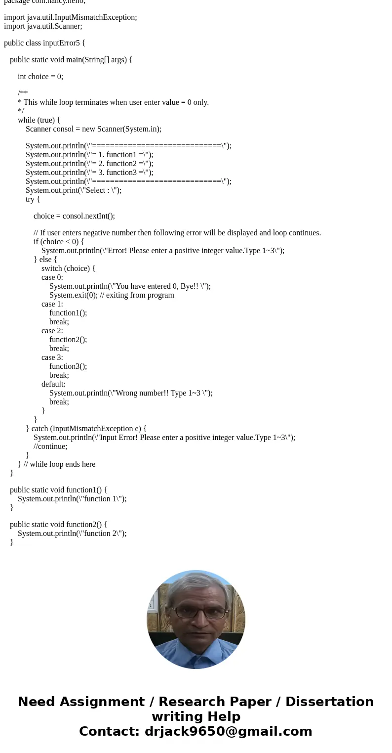 Modify before asshignment so that we can check input errors, etc.. Please refer to the following Java code. You should add switch, run your programing untill yo Modify before asshignment so that we can check input errors, etc.. Please refer to the following Java code. You should add switch, run your programing untill yo