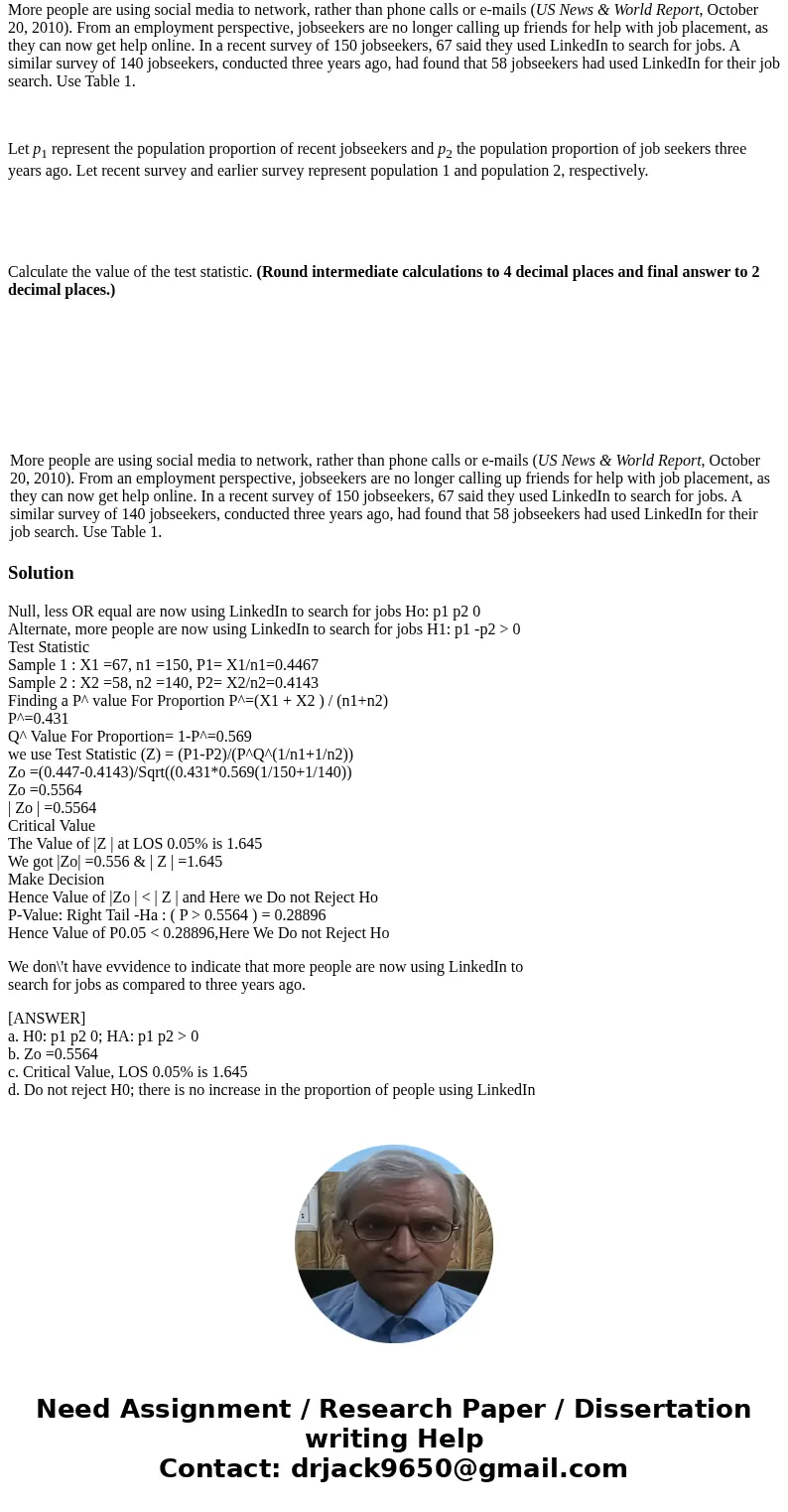 More people are using social media to network, rather than phone calls or e-mails (US News & World Report, October 20, 2010). From an employment perspective More people are using social media to network, rather than phone calls or e-mails (US News & World Report, October 20, 2010). From an employment perspective