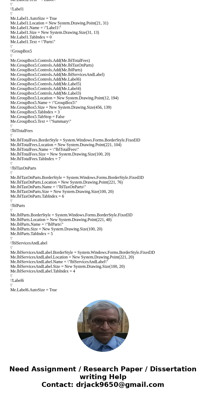 Need help with the coding portion of Chapter 6: PC #4 TG Automotive from Starting out with visual basic seventh edition. This program should be written in Visua Need help with the coding portion of Chapter 6: PC #4 TG Automotive from Starting out with visual basic seventh edition. This program should be written in Visua