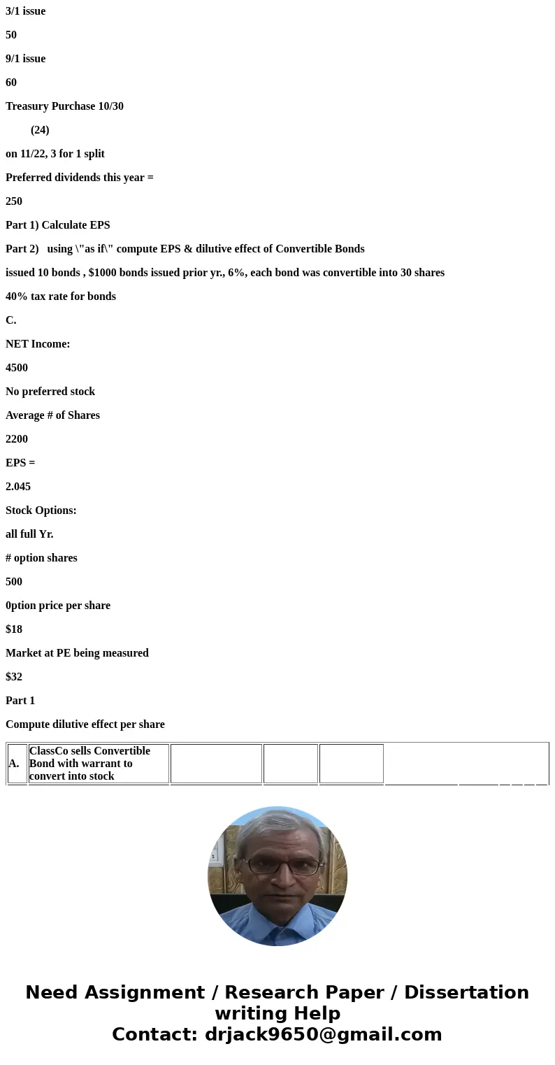 PLEASE ANSWER QUESTION A PART 1 and 2 QUESTION B Part 1 and 2 and QUESTION C Part 1 Pleae complete it on excel or copy paste it from excel A. ClassCo sells Conv