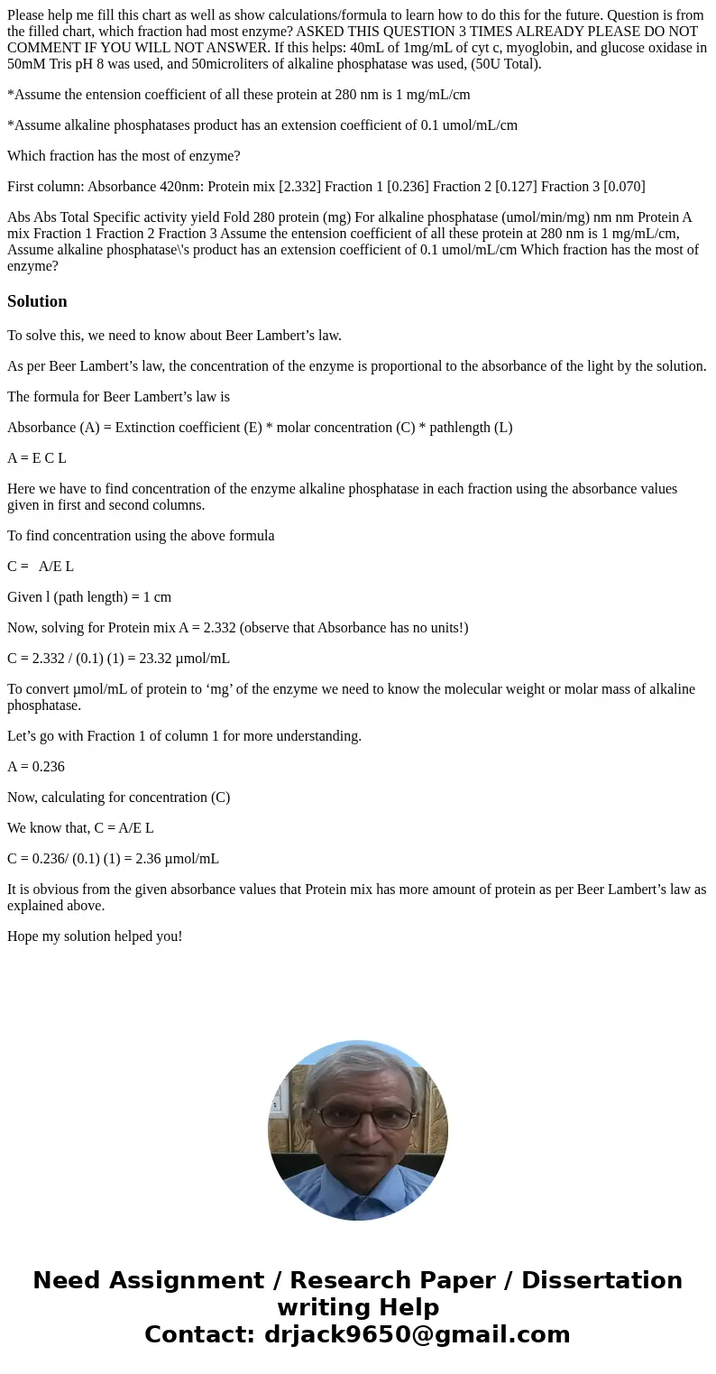 Please help me fill this chart as well as show calculations/formula to learn how to do this for the future. Question is from the filled chart, which fraction ha Please help me fill this chart as well as show calculations/formula to learn how to do this for the future. Question is from the filled chart, which fraction ha