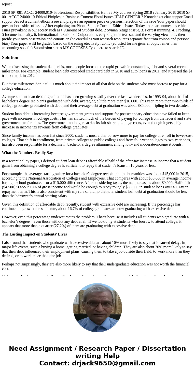 repost 2018 SP_081 ACCT 24000.010- Professional Responsibilities Home / My courses Spring 2018 r January 2018 2010 SP 001 ACCT 24000 10 Ethical Piniples in Bus  repost 2018 SP_081 ACCT 24000.010- Professional Responsibilities Home / My courses Spring 2018 r January 2018 2010 SP 001 ACCT 24000 10 Ethical Piniples in Bus