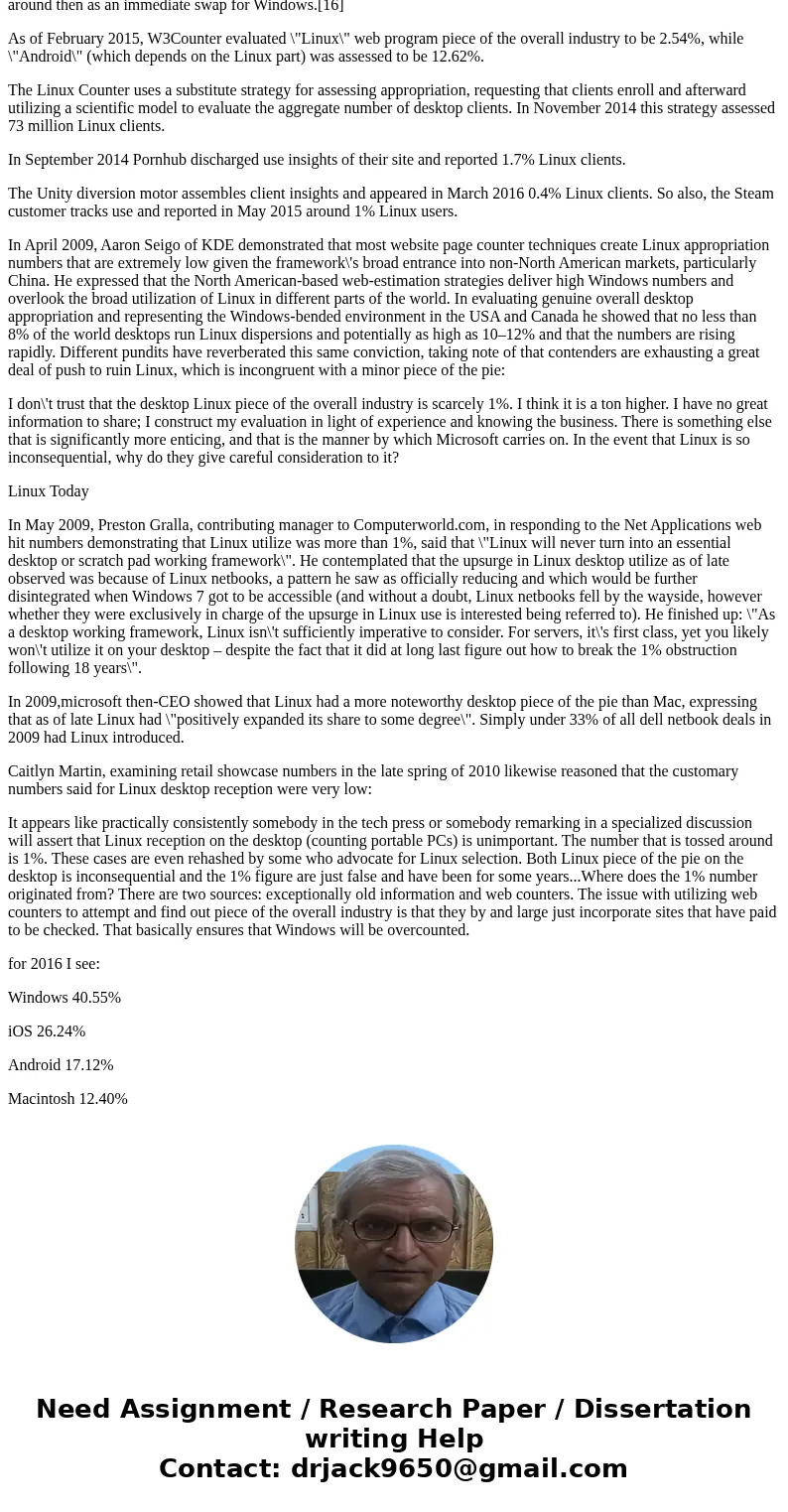 Research the current progress Linux is making on desktop computers in both the corporate and home markets. Write up a report summarizing significant changes in  Research the current progress Linux is making on desktop computers in both the corporate and home markets. Write up a report summarizing significant changes in