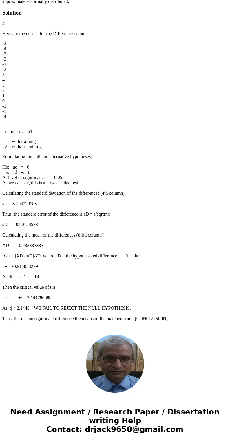 Thirty sixth graders were randomly selected from a school district. Then, they were divided into 15 matched pairs, each pair having equal IQ\'s. One member of   Thirty sixth graders were randomly selected from a school district. Then, they were divided into 15 matched pairs, each pair having equal IQ\'s. One member of