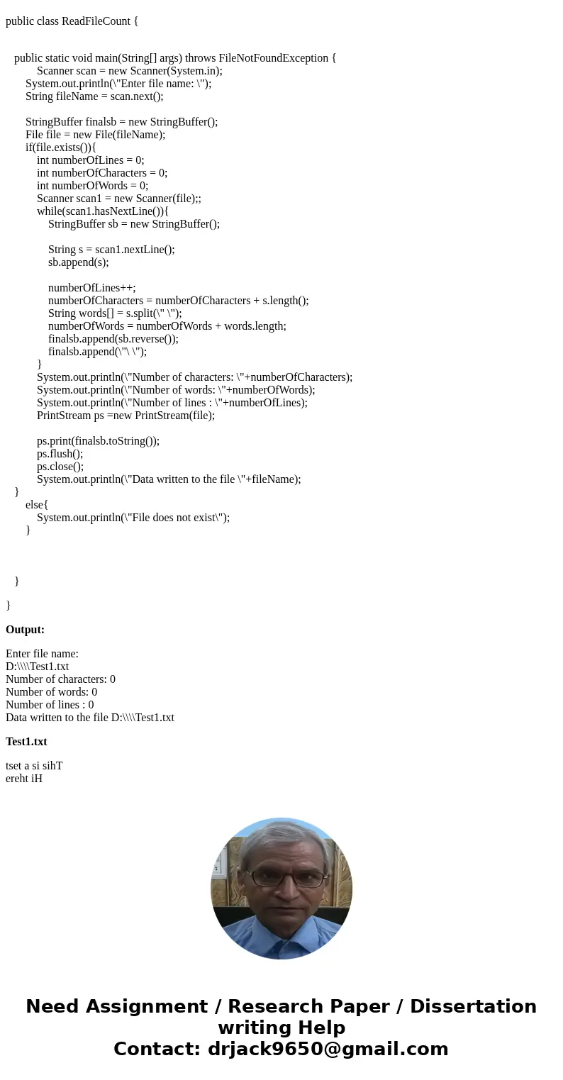 Write a program in java that asks a user for a file name and prints the number of characters, words (separated by whitespace), and lines in that file. Then, it  Write a program in java that asks a user for a file name and prints the number of characters, words (separated by whitespace), and lines in that file. Then, it