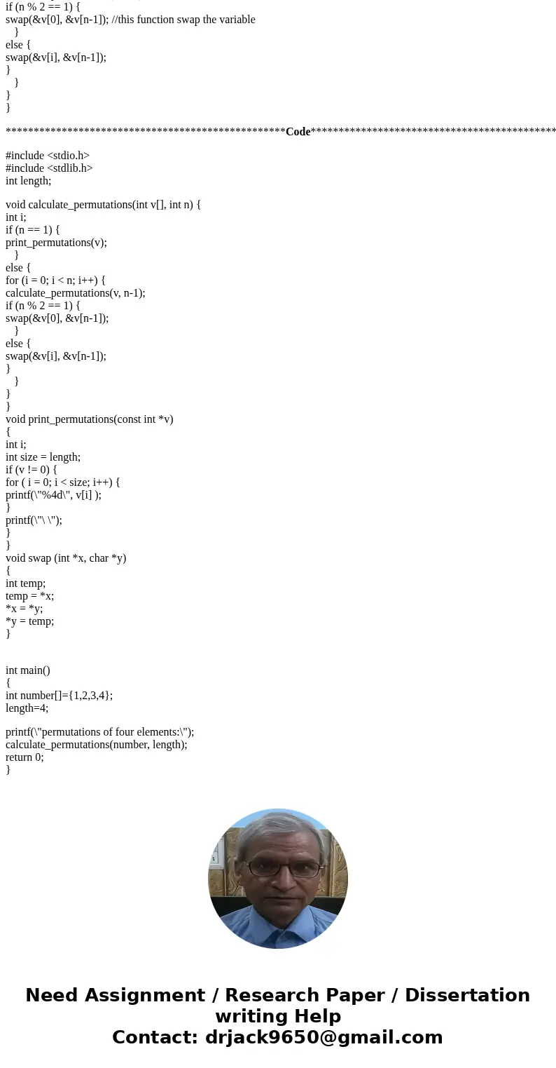 You are to trace out the execution of Heap’s algorithm for generating permutations of four elements. Since the “solution” is available on the web, a large part  You are to trace out the execution of Heap’s algorithm for generating permutations of four elements. Since the “solution” is available on the web, a large part