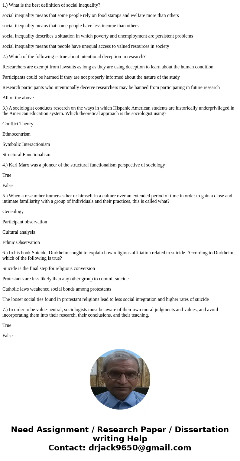 1.) What is the best definition of social inequality? social inequality means that some people rely on food stamps and welfare more than others social inequalit