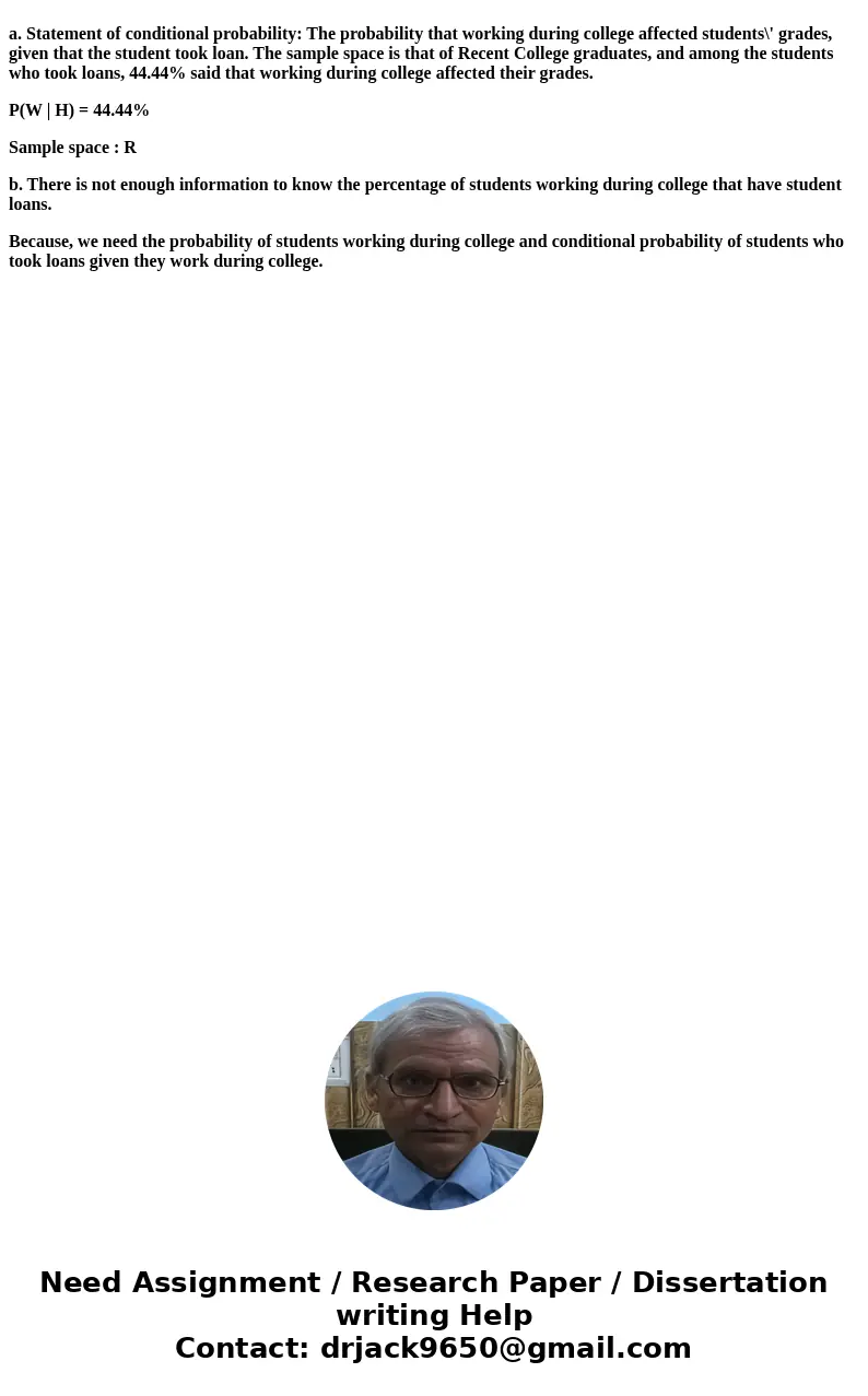 A recent study looked into the amount of debt accumulated by recent college graduates. The study found that, among those with student loans, 4444% said working 