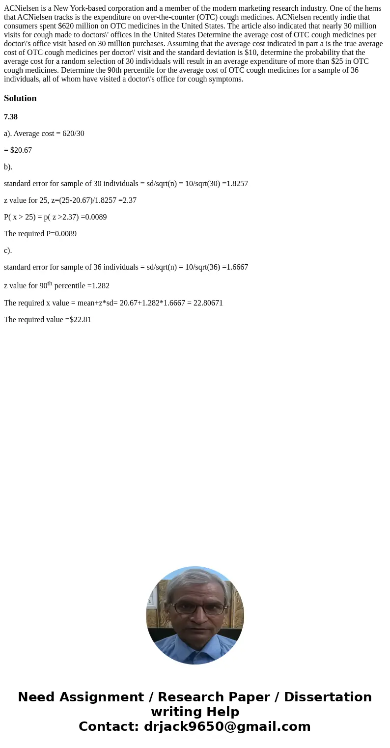 ACNielsen is a New York-based corporation and a member of the modern marketing research industry. One of the hems that ACNielsen tracks is the expenditure on o  ACNielsen is a New York-based corporation and a member of the modern marketing research industry. One of the hems that ACNielsen tracks is the expenditure on o