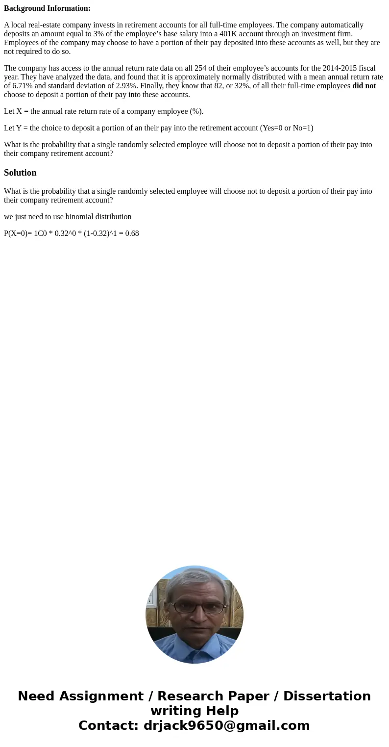 Background Information: A local real-estate company invests in retirement accounts for all full-time employees. The company automatically deposits an amount equ Background Information: A local real-estate company invests in retirement accounts for all full-time employees. The company automatically deposits an amount equ