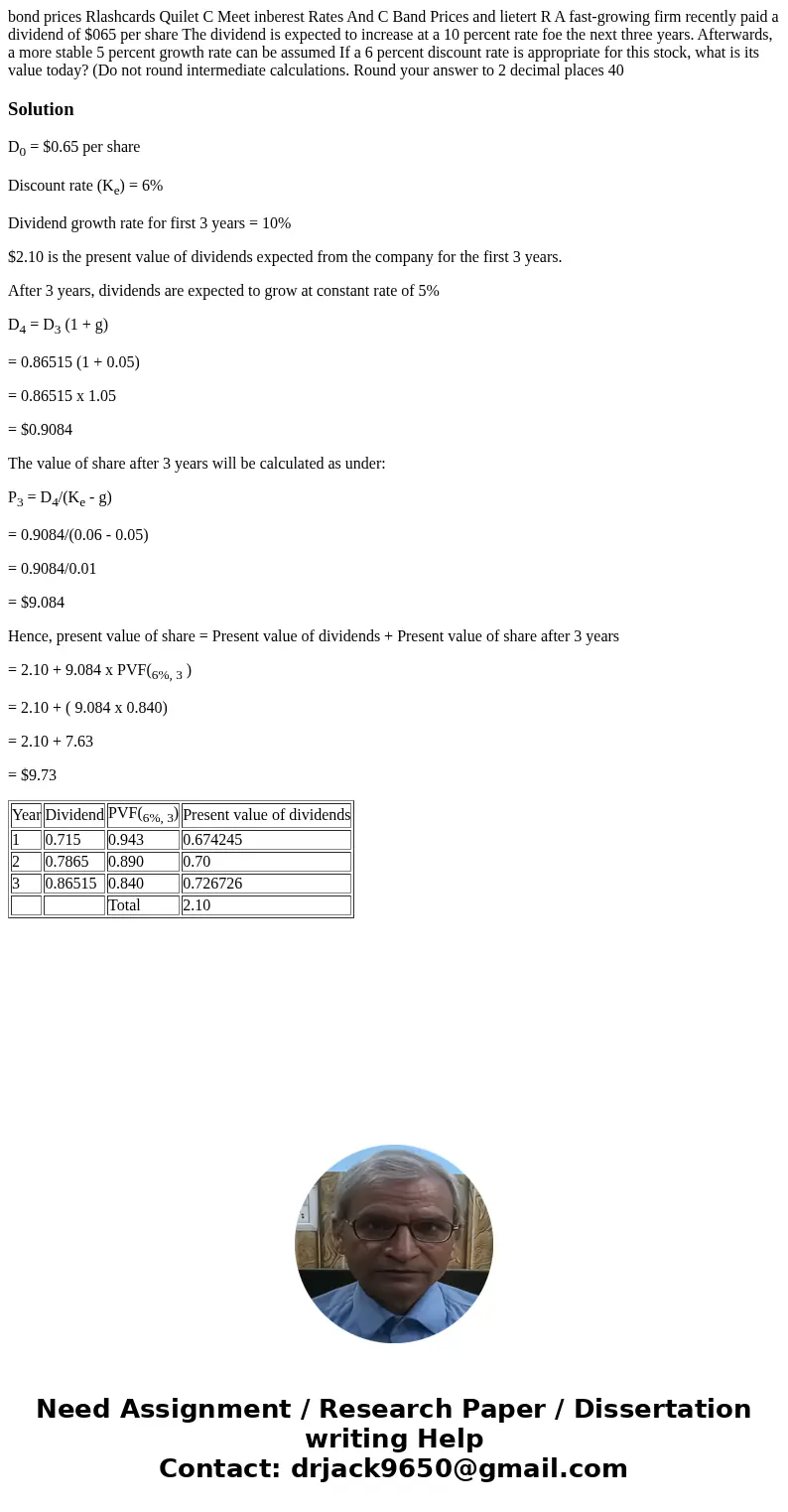 bond prices Rlashcards Quilet C Meet inberest Rates And C Band Prices and lietert R A fast-growing firm recently paid a dividend of $065 per share The dividend  bond prices Rlashcards Quilet C Meet inberest Rates And C Band Prices and lietert R A fast-growing firm recently paid a dividend of $065 per share The dividend