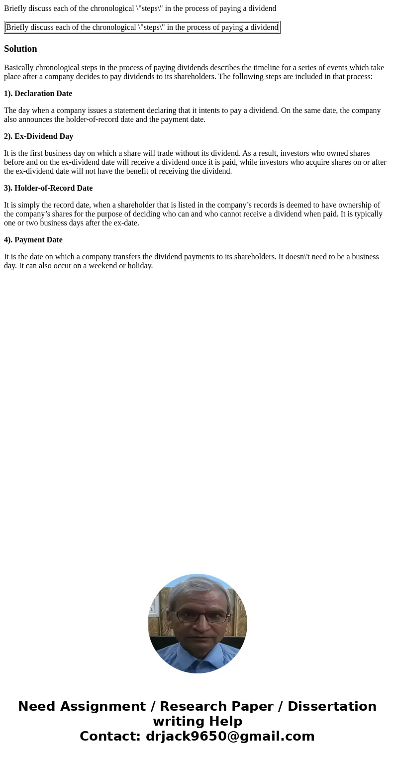 Briefly discuss each of the chronological \ Briefly discuss each of the chronological \