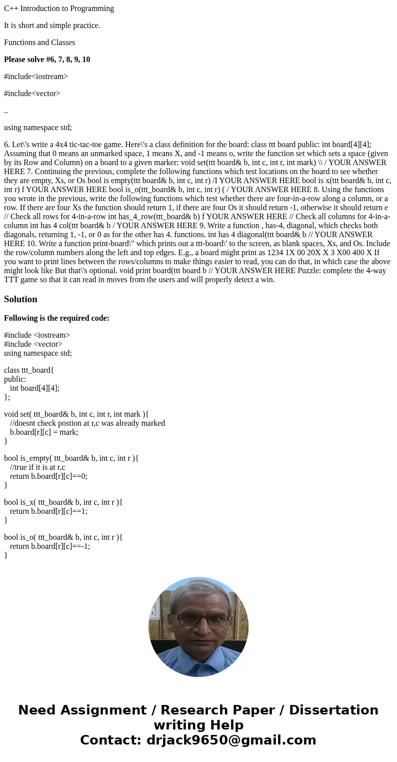 C++ Introduction to Programming It is short and simple practice. Functions and Classes Please solve #6, 7, 8, 9, 10 #include<iostream> #include<vector&