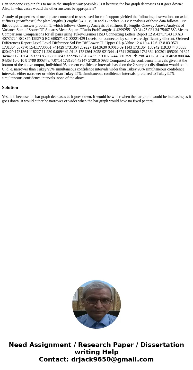 Can someone explain this to me in the simplest way possible? Is it because the bar graph decreases as it goes down? Also, in what cases would the other answers 