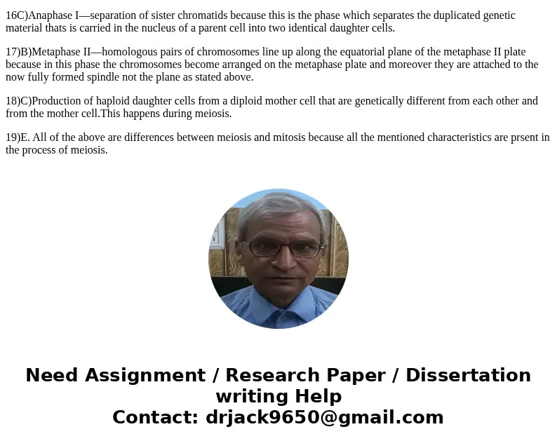 Ch. 2 16>> 16. (Problem 11, part 1) For the stages of meiosis I below, which is incorrectly matched to a major event that takes place during that stage? A Ch. 2 16>> 16. (Problem 11, part 1) For the stages of meiosis I below, which is incorrectly matched to a major event that takes place during that stage? A