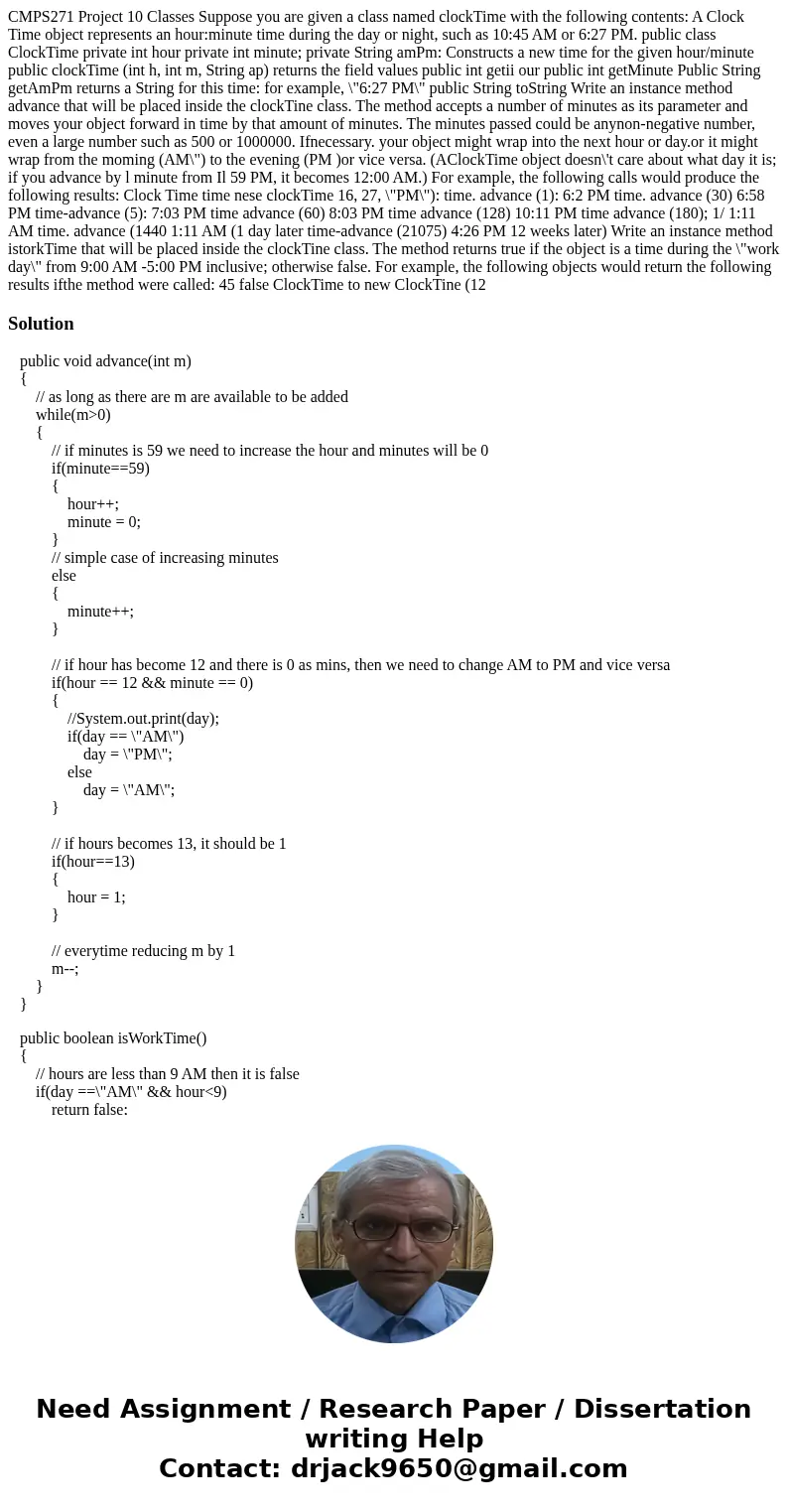 CMPS271 Project 10 Classes Suppose you are given a class named clockTime with the following contents: A Clock Time object represents an hour:minute time during  CMPS271 Project 10 Classes Suppose you are given a class named clockTime with the following contents: A Clock Time object represents an hour:minute time during