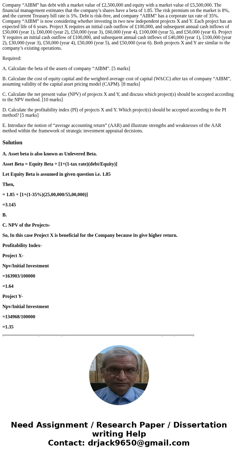 Company “AIBM” has debt with a market value of £2,500,000 and equity with a market value of £5,500,000. The financial management estimates that the company’s sh Company “AIBM” has debt with a market value of £2,500,000 and equity with a market value of £5,500,000. The financial management estimates that the company’s sh