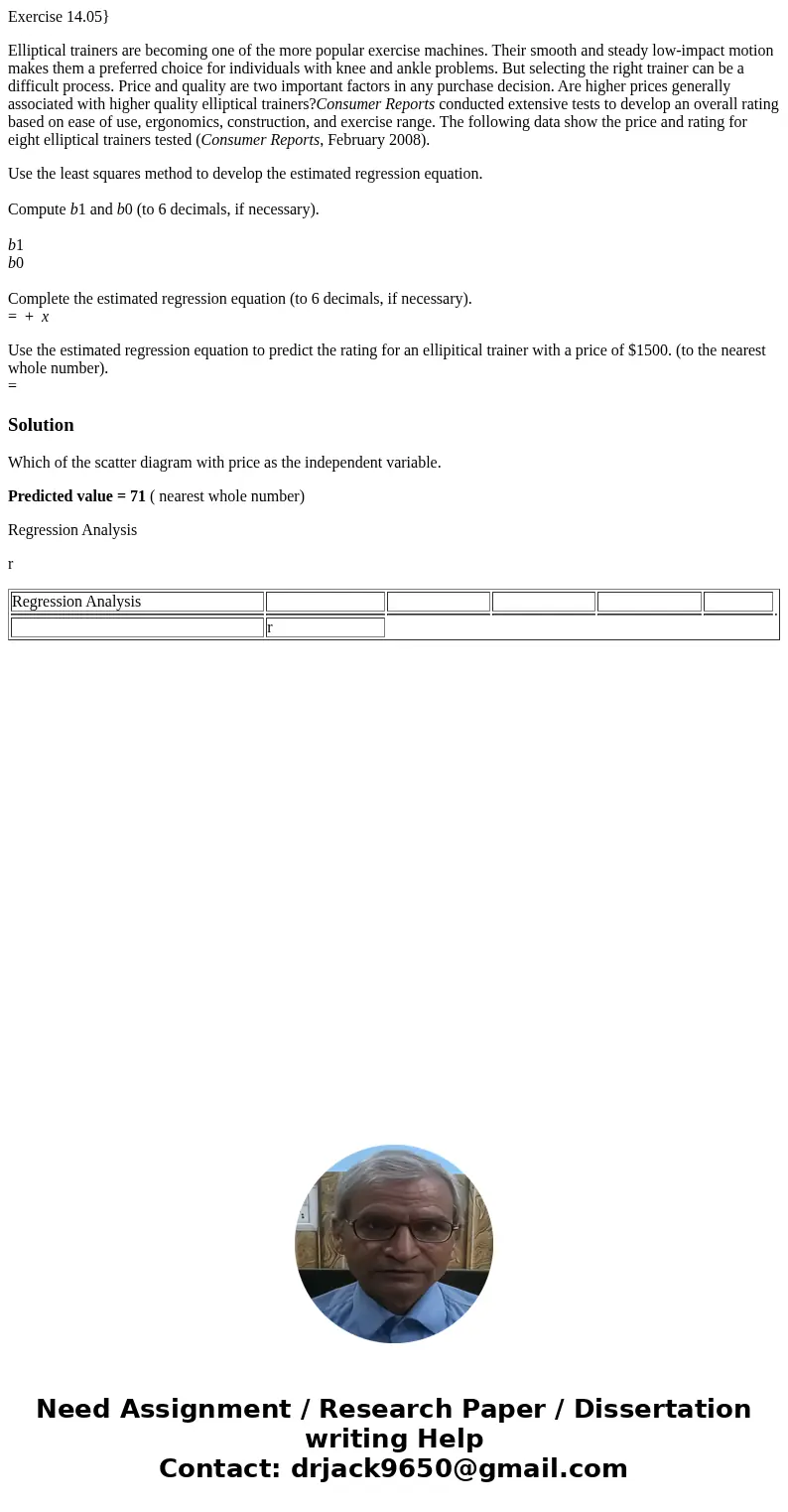 Exercise 14.05} Elliptical trainers are becoming one of the more popular exercise machines. Their smooth and steady low-impact motion makes them a preferred cho