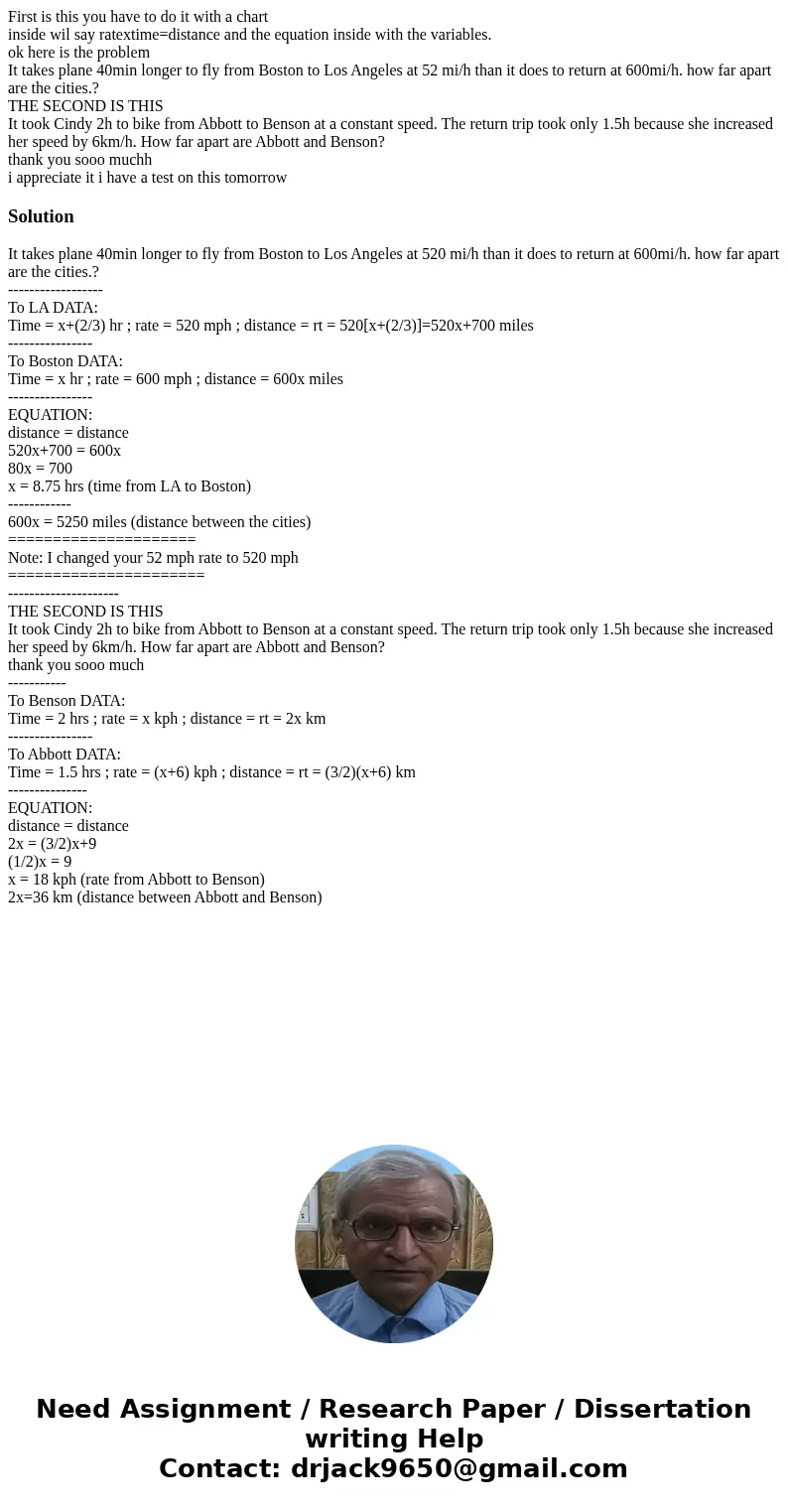 First is this you have to do it with a chart inside wil say ratextime=distance and the equation inside with the variables. ok here is the problem It takes plane