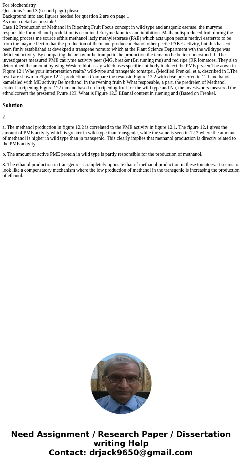 For biochemistry Questions 2 and 3 (second page) please Background info and figures needed for question 2 are on page 1 As much detail as possible! Case 12 Prod