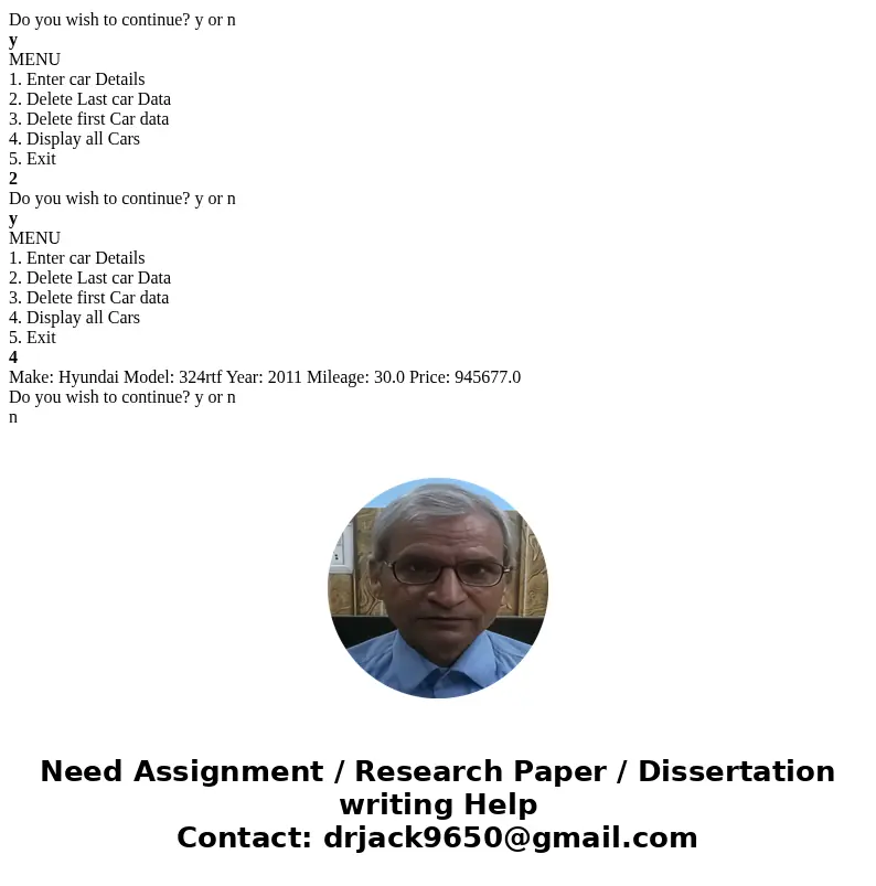 For the following questions, you will implement the data structure to store information used by a local car dealer. Each car has some information and stored in  For the following questions, you will implement the data structure to store information used by a local car dealer. Each car has some information and stored in