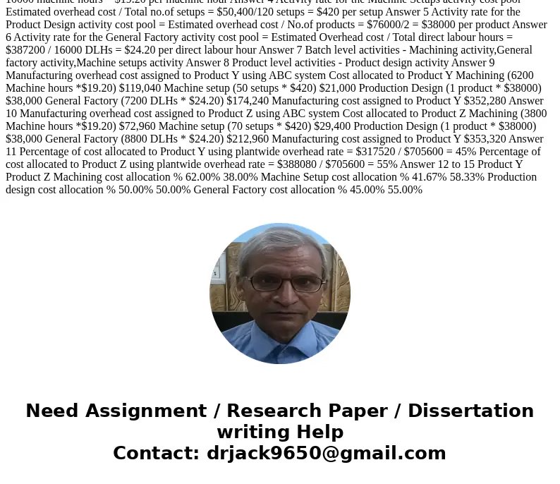Greenwood Company manufactures two products—14,000 units of Product Y and 6,000 units of Product Z. The company uses a plantwide overhead rate based on direct l Greenwood Company manufactures two products—14,000 units of Product Y and 6,000 units of Product Z. The company uses a plantwide overhead rate based on direct l