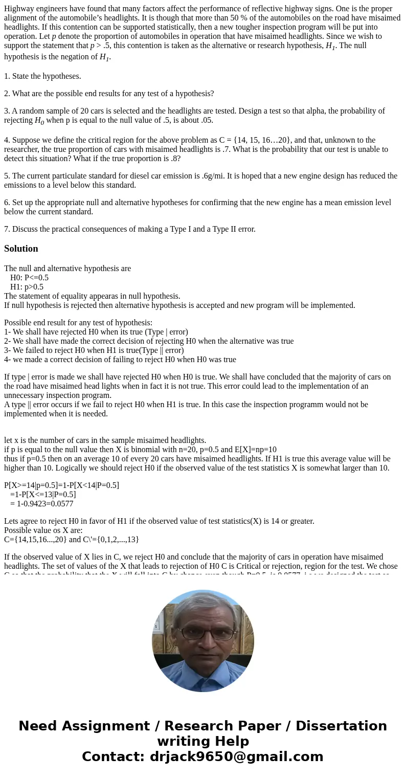 Highway engineers have found that many factors affect the performance of reflective highway signs. One is the proper alignment of the automobile’s headlights. I