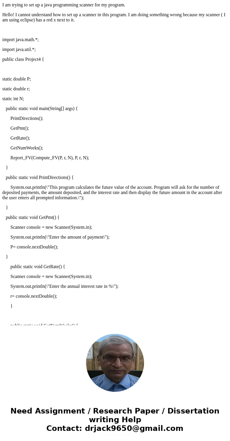 I am trying to set up a java programming scanner for my program. Hello! I cannot understand how to set up a scanner in this program. I am doing something wrong 