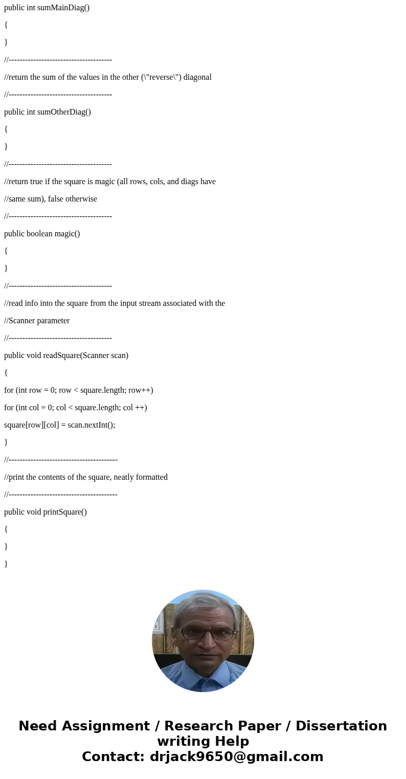 i need help with this progam // *************************************************************** // SquareTest.java // // Uses the Square class to read in square i need help with this progam // *************************************************************** // SquareTest.java // // Uses the Square class to read in square