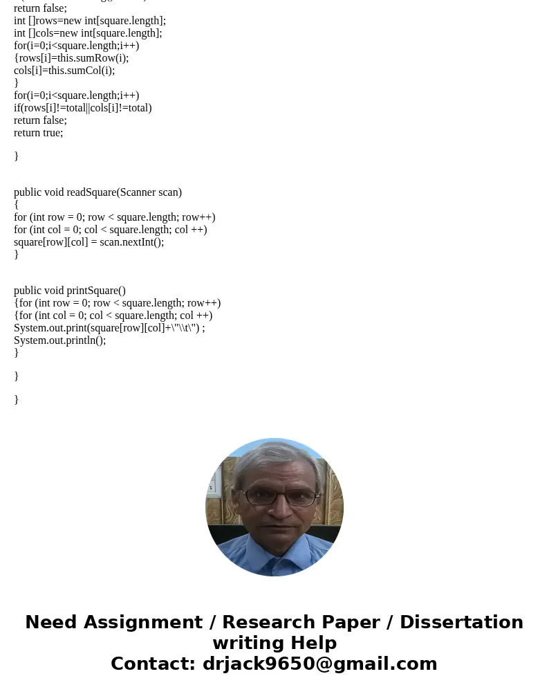 i need help with this progam // *************************************************************** // SquareTest.java // // Uses the Square class to read in square i need help with this progam // *************************************************************** // SquareTest.java // // Uses the Square class to read in square