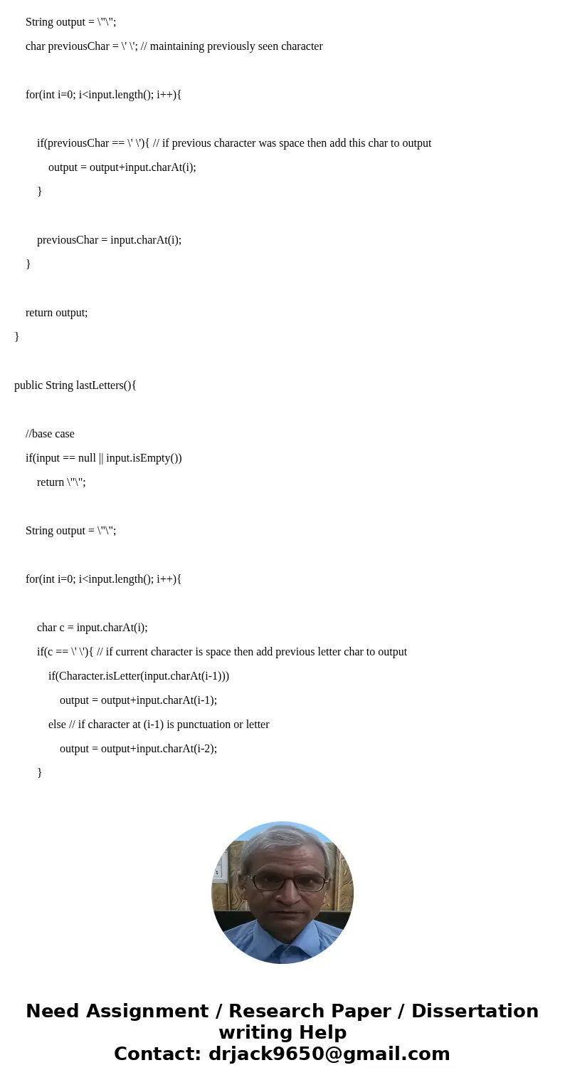 Implement the following methods for StartToFinish class. A constructor that takes a single String parameter has been implemented for you. The words will be sepa Implement the following methods for StartToFinish class. A constructor that takes a single String parameter has been implemented for you. The words will be sepa