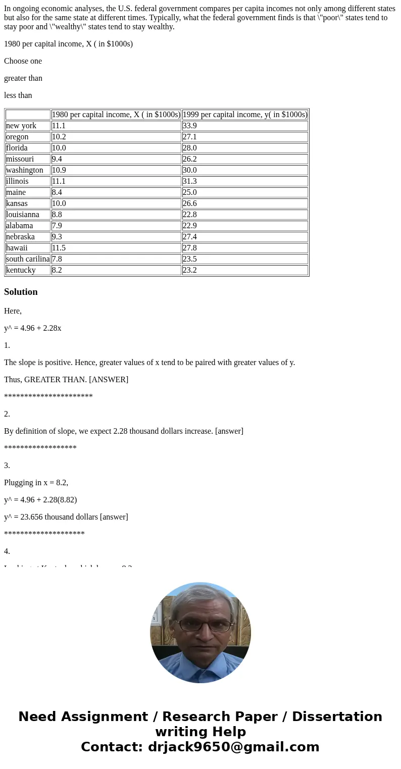In ongoing economic analyses, the U.S. federal government compares per capita incomes not only among different states but also for the same state at different t In ongoing economic analyses, the U.S. federal government compares per capita incomes not only among different states but also for the same state at different t