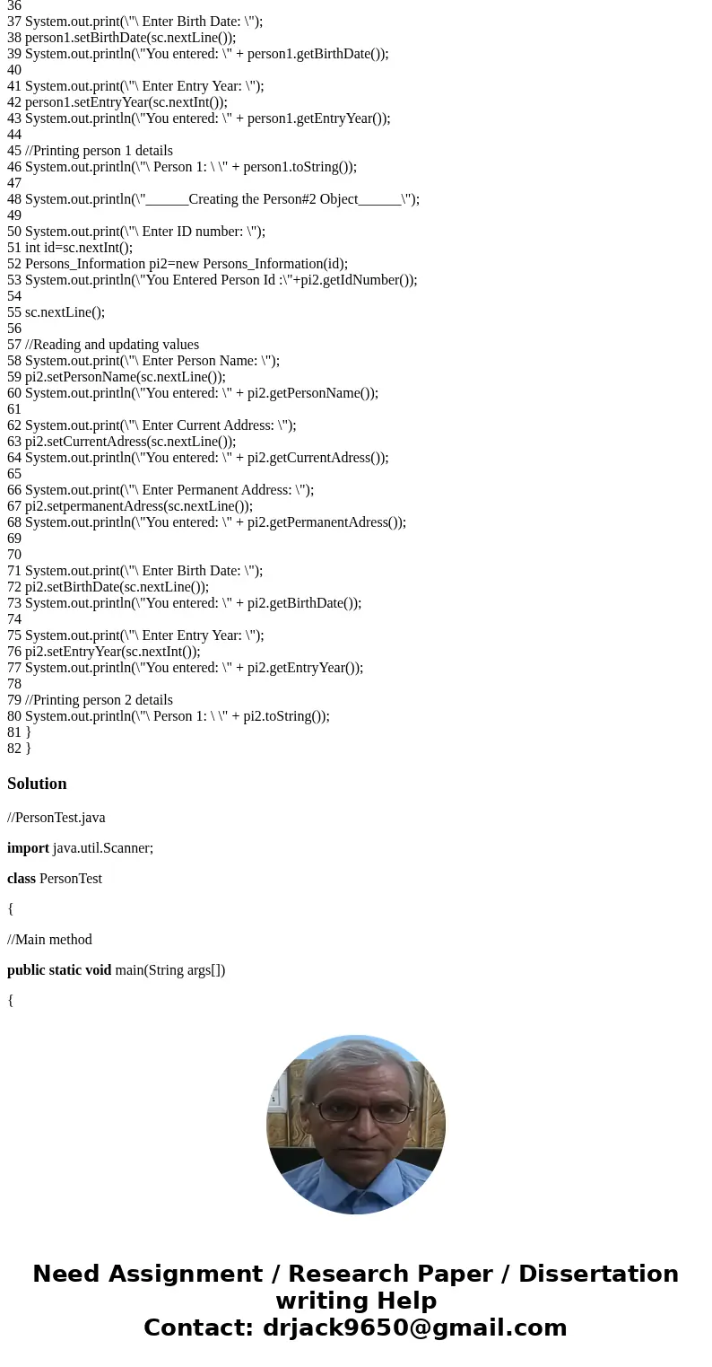In your Person class: Add a constant field to store the current year (review the Week 4 Lesson if you aren\'t sure how to create a constant) : Assign a value to In your Person class: Add a constant field to store the current year (review the Week 4 Lesson if you aren\'t sure how to create a constant) : Assign a value to