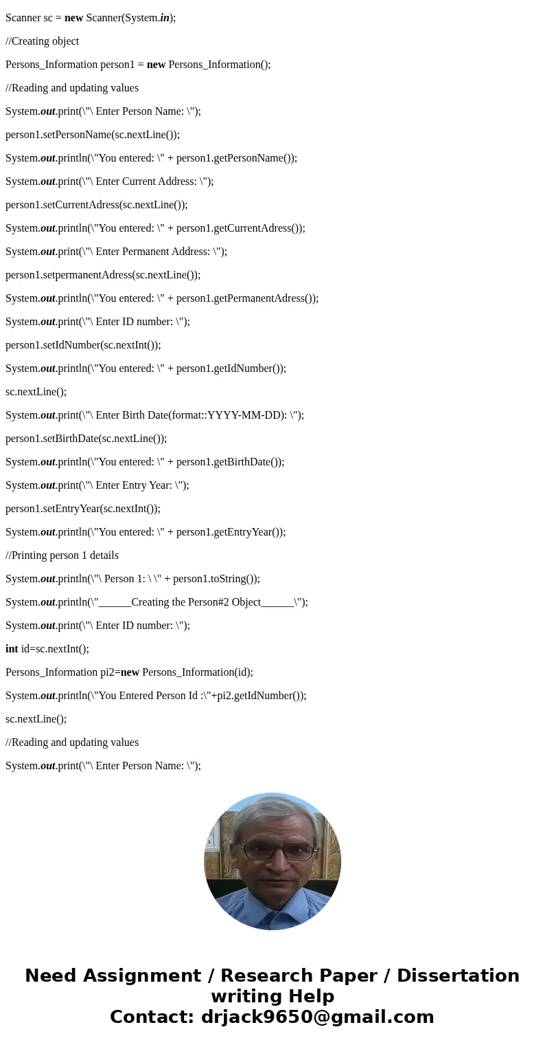 In your Person class: Add a constant field to store the current year (review the Week 4 Lesson if you aren\'t sure how to create a constant) : Assign a value to In your Person class: Add a constant field to store the current year (review the Week 4 Lesson if you aren\'t sure how to create a constant) : Assign a value to