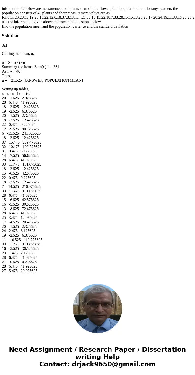 information#2 below are measurements of plants stem of of a flower plant population in the botanys garden. the population consists of 40 plants and their measu  information#2 below are measurements of plants stem of of a flower plant population in the botanys garden. the population consists of 40 plants and their measu