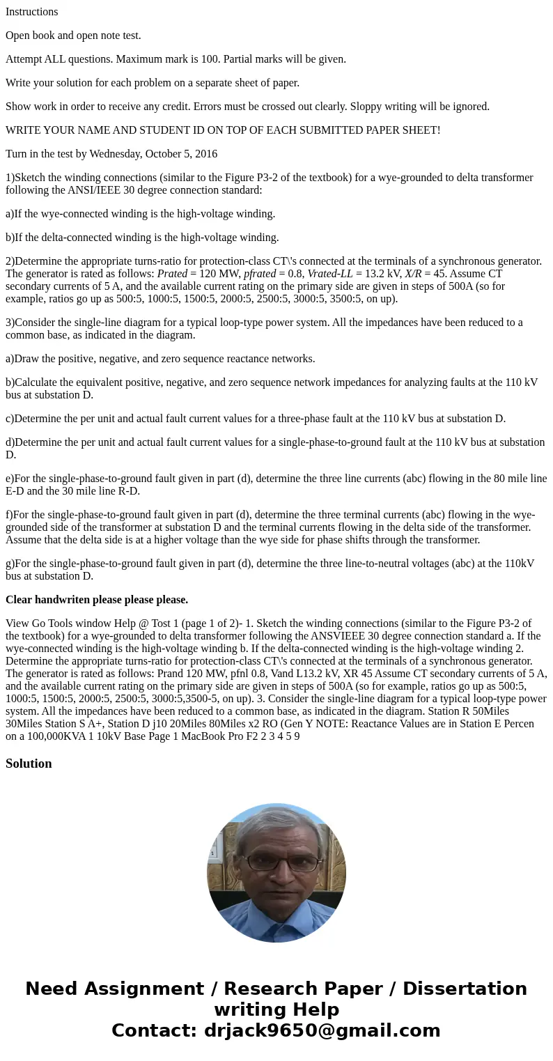 Instructions Open book and open note test. Attempt ALL questions. Maximum mark is 100. Partial marks will be given. Write your solution for each problem on a se Instructions Open book and open note test. Attempt ALL questions. Maximum mark is 100. Partial marks will be given. Write your solution for each problem on a se