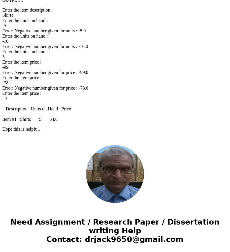 JAVA RetailItem Exceptions Programming Challenge 4 of Chapter 6 required you to write a RetailItem class that holds data pertaining to a retail item. Write an e JAVA RetailItem Exceptions Programming Challenge 4 of Chapter 6 required you to write a RetailItem class that holds data pertaining to a retail item. Write an e